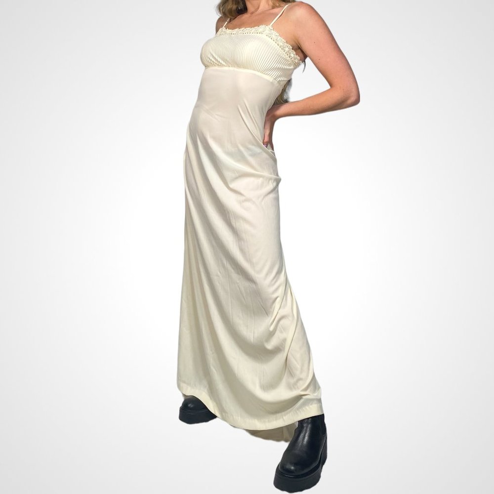 Vintage 1970's Cream Maxi Dress Gown